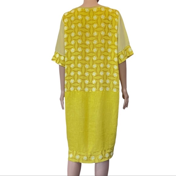 PRICE FIRM🚨 Club Voltaire Geo Yellows Shift Midi Dress - Picture 3 of 6